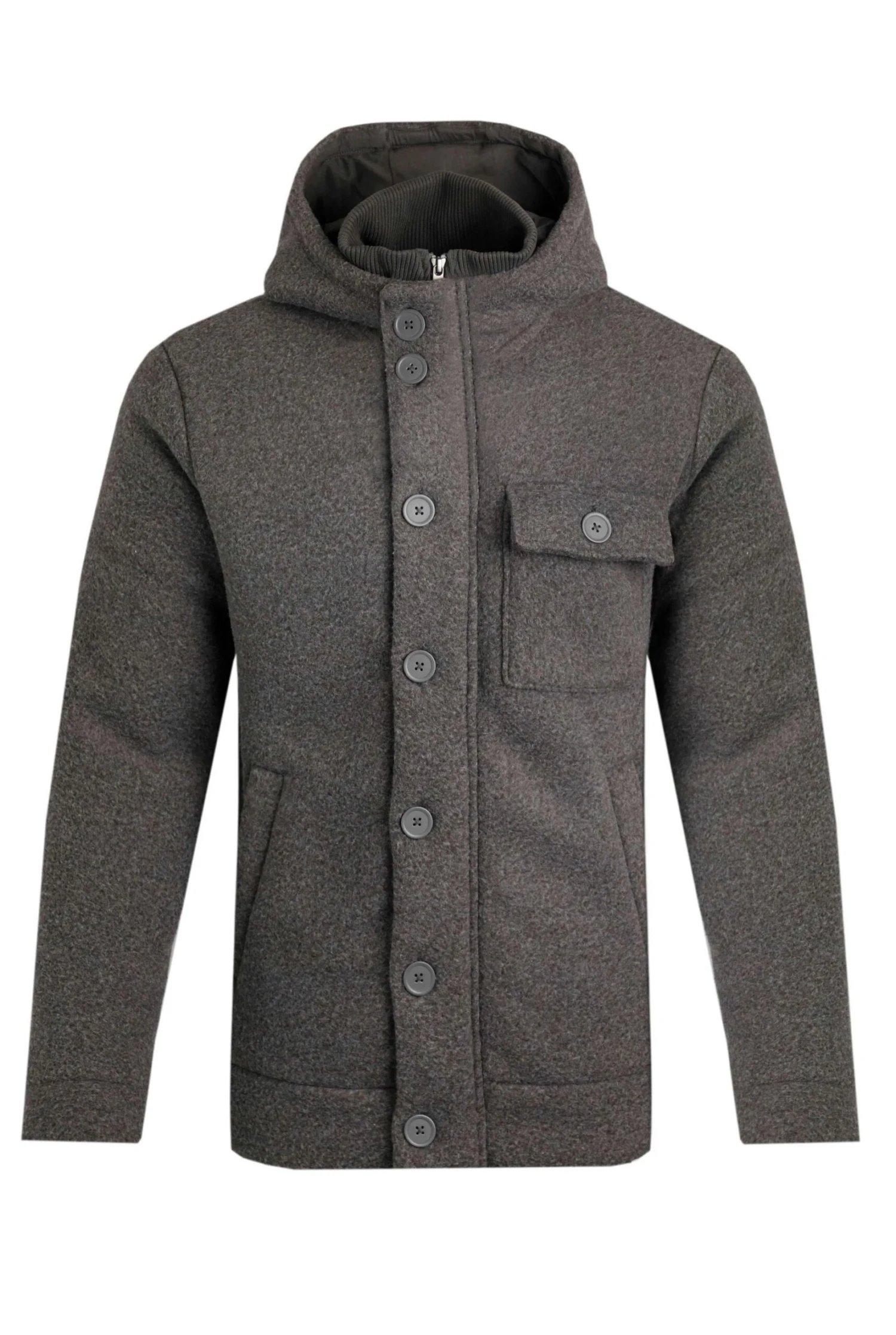 Fairfield Button Front Fleece Jacket Dark Grey 4 Fairfield Button Front Fleece Jacket Dark Grey - Image 2