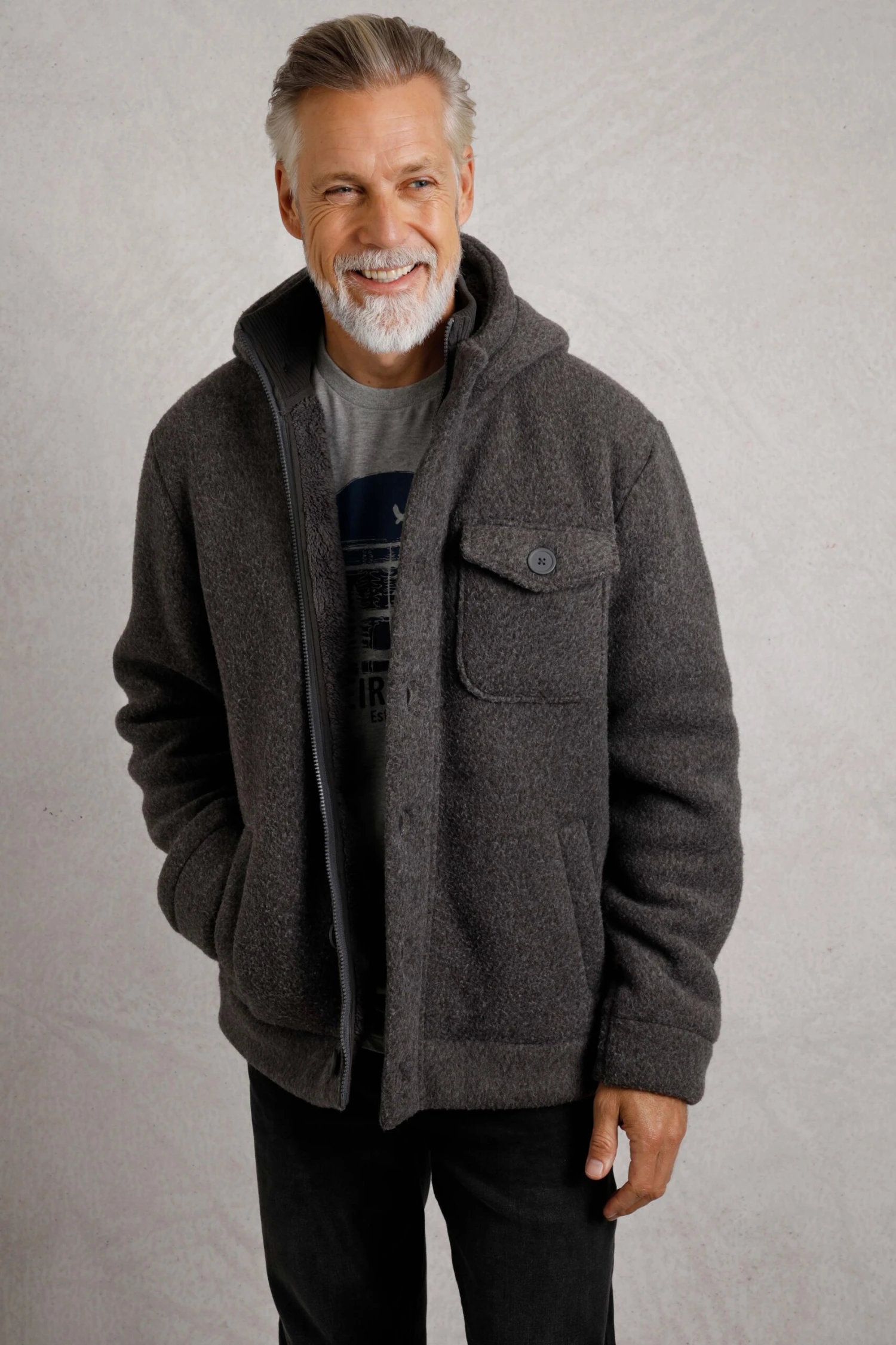 Fairfield Button Front Fleece Jacket Dark Grey 3 Fairfield Button Front Fleece Jacket Dark Grey