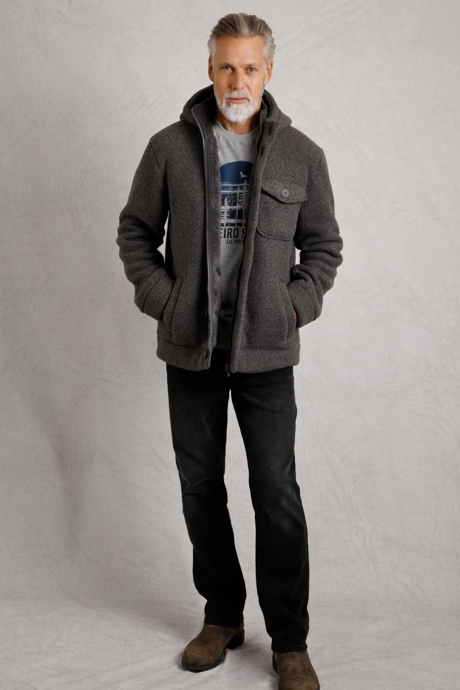 Fairfield Button Front Fleece Jacket Dark Grey 6 Fairfield Button Front Fleece Jacket Dark Grey - Image 4