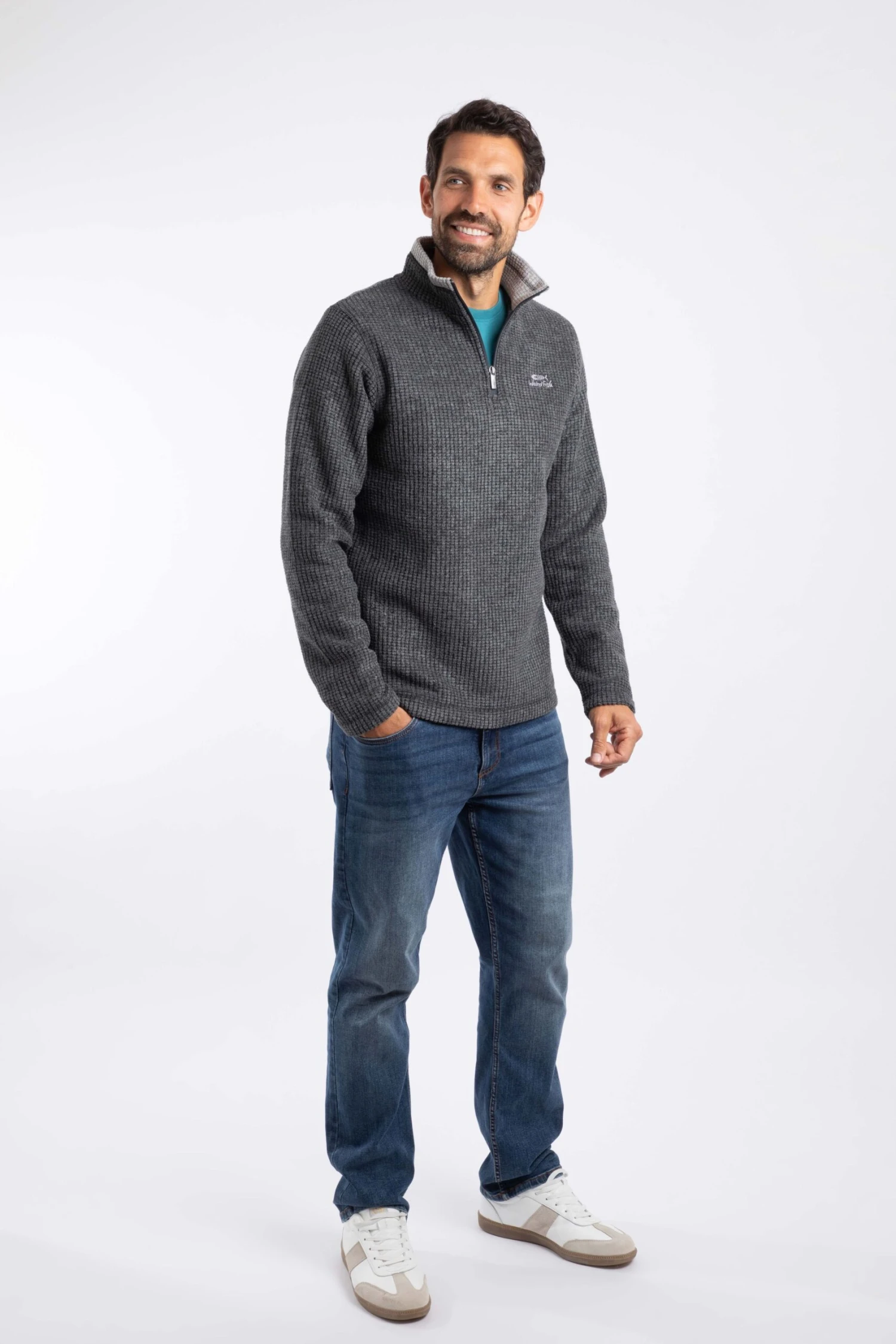 Newark 1/4 Zip Grid Fleece Washed Black 7 Newark 1/4 Zip Grid Fleece Washed Black - Image 5