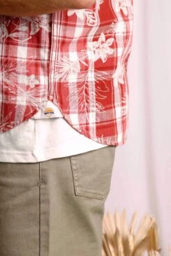 Nasser Vintage Wash Short Sleeve Check Shirt Chilli Red 18 Nasser Vintage Wash Short Sleeve Check Shirt Chilli Red -Everyday Luxe 106379