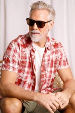 Nasser Vintage Wash Short Sleeve Check Shirt Chilli Red 19 Nasser Vintage Wash Short Sleeve Check Shirt Chilli Red -Everyday Luxe 106380