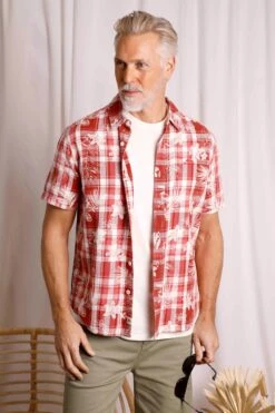 Nasser Vintage Wash Short Sleeve Check Shirt Chilli Red 20 Nasser Vintage Wash Short Sleeve Check Shirt Chilli Red -Everyday Luxe 106381