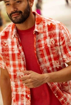 Nasser Vintage Wash Short Sleeve Check Shirt Chilli Red 21 Nasser Vintage Wash Short Sleeve Check Shirt Chilli Red -Everyday Luxe 106826