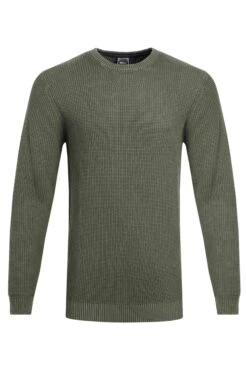 Easton Waffle Crew Neck Jumper Fir Green -Everyday Luxe 113876