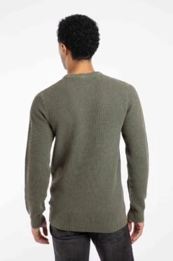Easton Waffle Crew Neck Jumper Fir Green -Everyday Luxe 114407