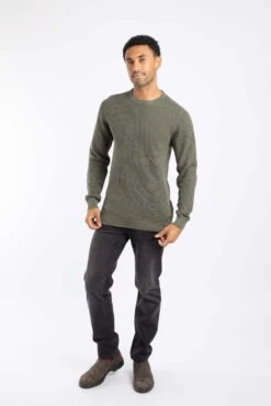 Easton Waffle Crew Neck Jumper Fir Green -Everyday Luxe 114408