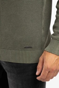 Easton Waffle Crew Neck Jumper Fir Green -Everyday Luxe 114467