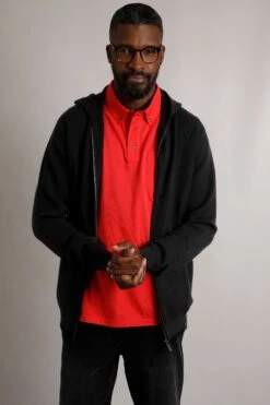 Samuel Knitted Full Zip Hooded Jumper Black -Everyday Luxe 114766