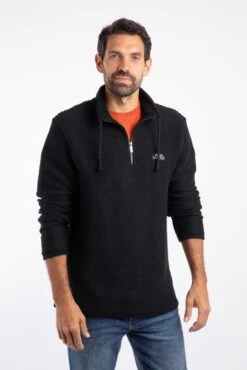 Cruiser 1/4 Zip Macaroni Sweatshirt Black -Everyday Luxe 114782