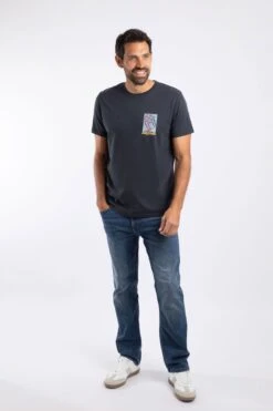 Red Sparrows Back Print Artist T-Shirt Navy -Everyday Luxe 114936