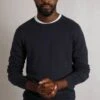 Noah Crew Neck Fine Knit Jumper Midnight -Everyday Luxe 115014