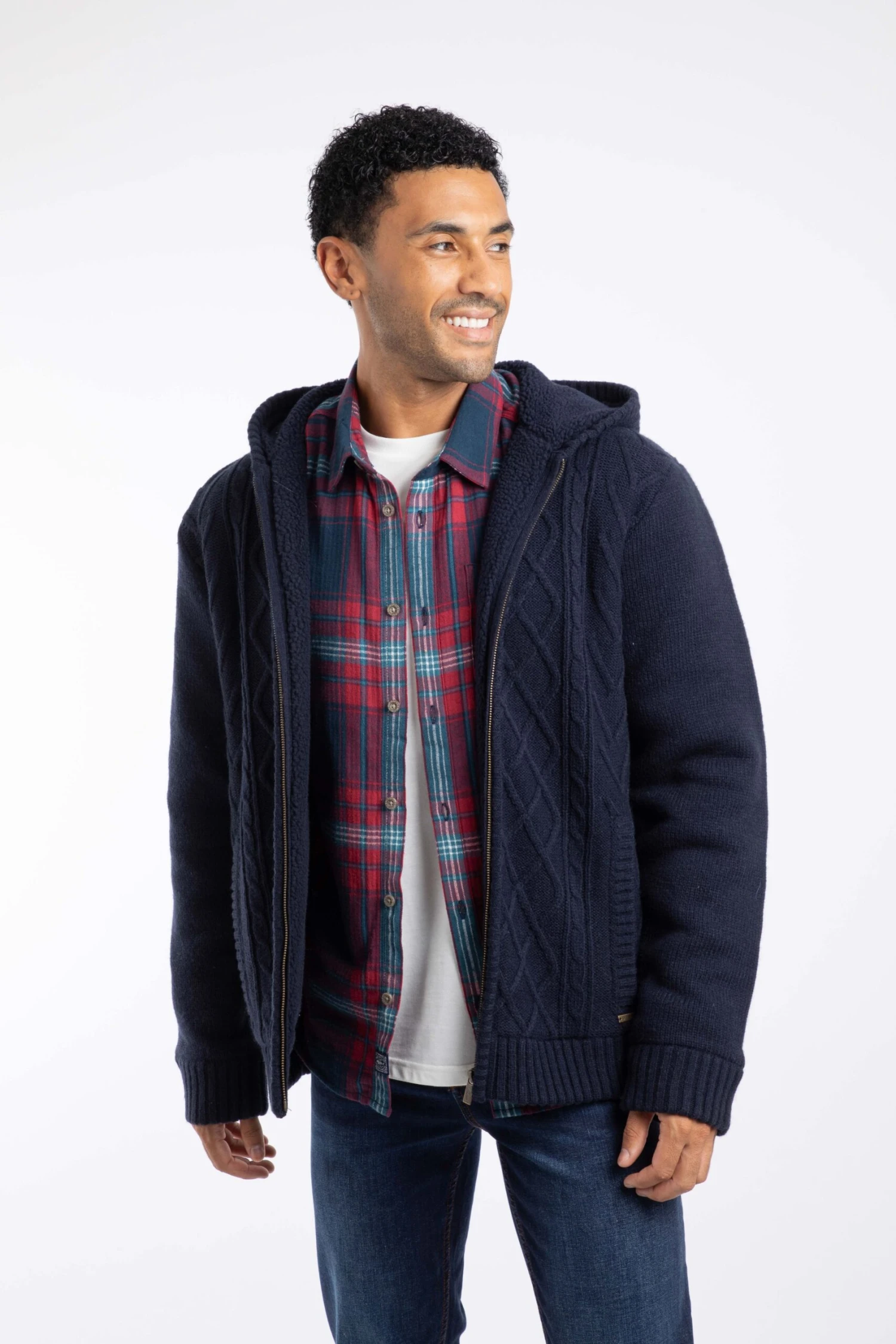 Brodhi Borg Lined Cable Knit Full Zip Hoodie Midnight 3 Brodhi Borg Lined Cable Knit Full Zip Hoodie Midnight