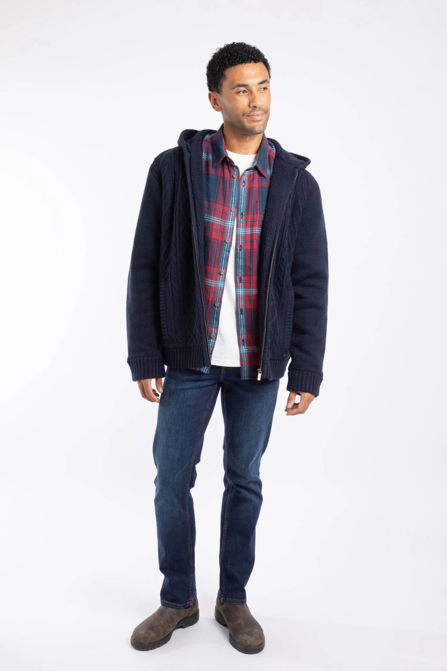 Brodhi Borg Lined Cable Knit Full Zip Hoodie Midnight 6 Brodhi Borg Lined Cable Knit Full Zip Hoodie Midnight - Image 4