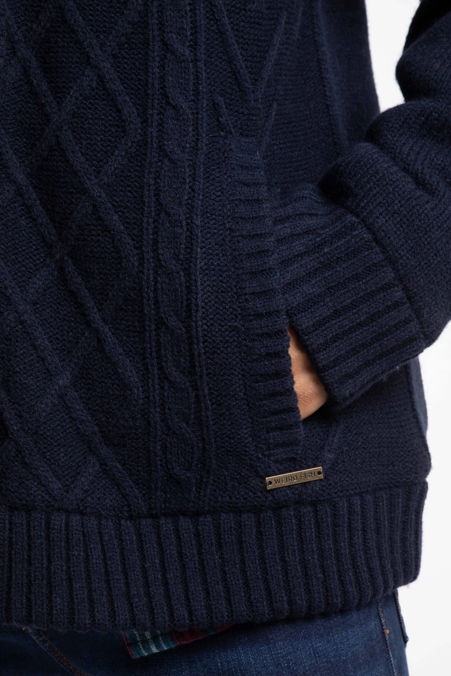 Brodhi Borg Lined Cable Knit Full Zip Hoodie Midnight 9 Brodhi Borg Lined Cable Knit Full Zip Hoodie Midnight - Image 7