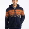 Bradwood Borg Lined Fair Isle Knit Full Zip Hoodie Midnight -Everyday Luxe 115176