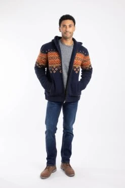 Bradwood Borg Lined Fair Isle Knit Full Zip Hoodie Midnight -Everyday Luxe 115177
