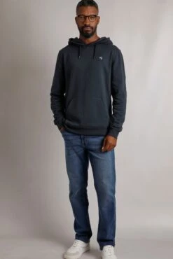 Hugo Eco Branded Popover Hoodie Navy -Everyday Luxe 115375