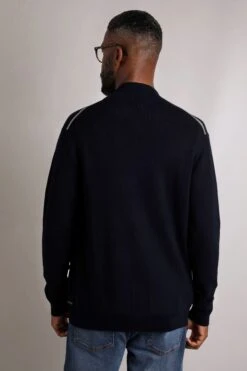 Carter Knitted Full Zip Bomber Jacket Midnight -Everyday Luxe 115472