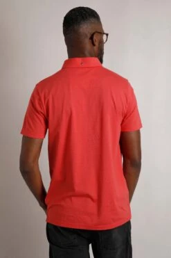 Jeremy Button Down Jersey Polo Shirt Radical Red -Everyday Luxe 115776