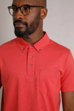 Jeremy Button Down Jersey Polo Shirt Radical Red -Everyday Luxe 115777