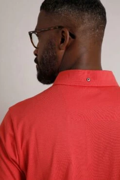Jeremy Button Down Jersey Polo Shirt Radical Red -Everyday Luxe 115778