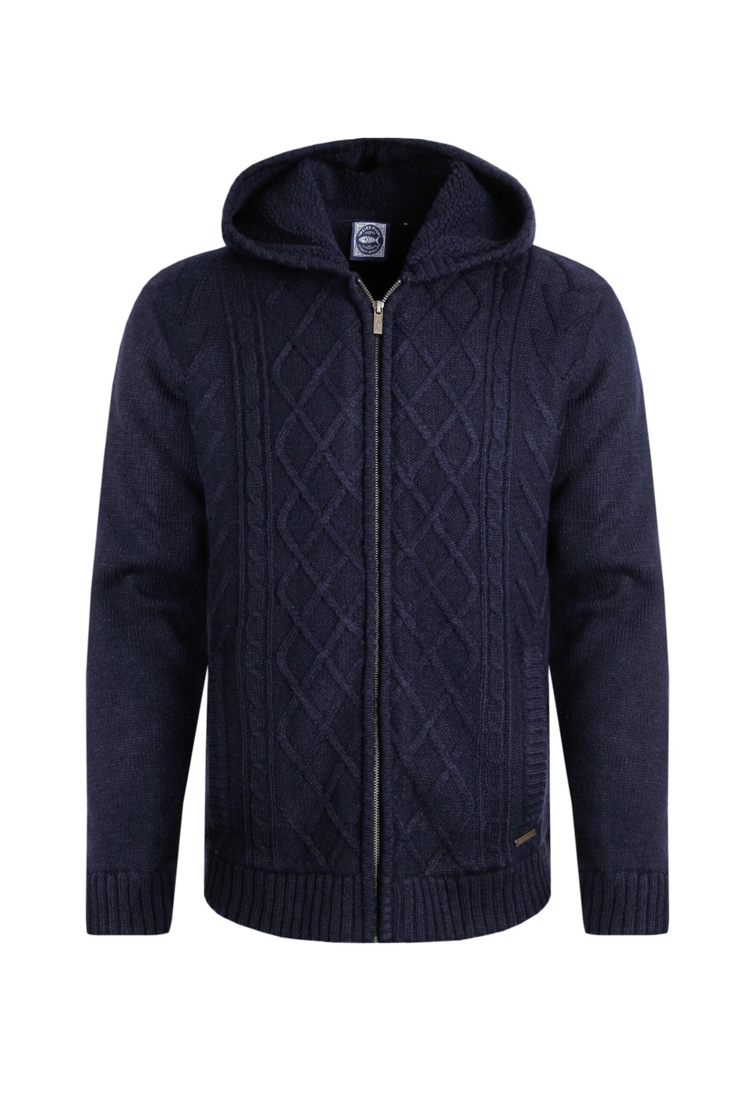 Brodhi Borg Lined Cable Knit Full Zip Hoodie Midnight 4 Brodhi Borg Lined Cable Knit Full Zip Hoodie Midnight - Image 2