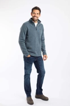 Stowe Eco 1/4 Zip Soft Knit Fleece Dusty Blue -Everyday Luxe 116240