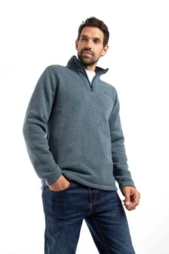 Stowe Eco 1/4 Zip Soft Knit Fleece Dusty Blue -Everyday Luxe 116242