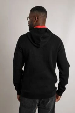 Samuel Knitted Full Zip Hooded Jumper Black -Everyday Luxe 116253