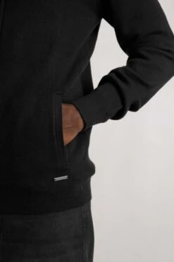 Samuel Knitted Full Zip Hooded Jumper Black -Everyday Luxe 116254