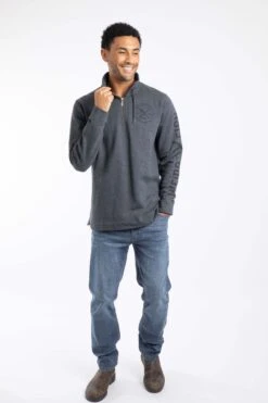 Oakville Eco 1/4 Zip Graphic Sweatshirt Navy -Everyday Luxe 116256