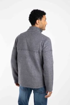 Longmont Eco 1/4 Zip Stripe Grid Fleece Navy -Everyday Luxe 116325