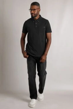 Beacon Pique Polo Shirt Black -Everyday Luxe 116518