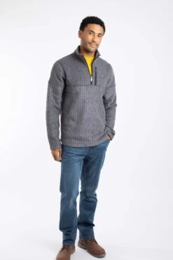 Longmont Eco 1/4 Zip Stripe Grid Fleece Navy -Everyday Luxe 116541