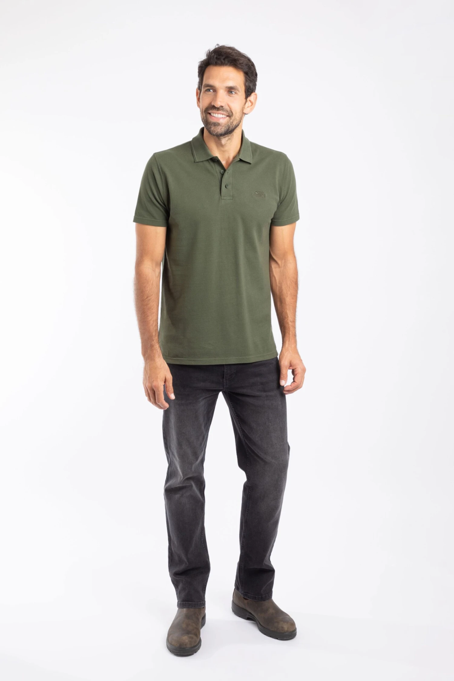 Giles Pique Polo Shirt Deep Lichen Green 6 Giles Pique Polo Shirt Deep Lichen Green - Image 4