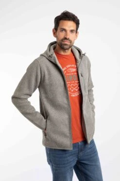 Lockie Full Zip Bonded Fleece Hoodie Limestone -Everyday Luxe 117273