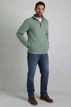 Laramie Eco 1/4 Zip Snow Marl Fleece Olive