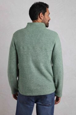 Laramie Eco 1/4 Zip Snow Marl Fleece Olive -Everyday Luxe 117504