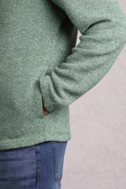 Laramie Eco 1/4 Zip Snow Marl Fleece Olive -Everyday Luxe 117506