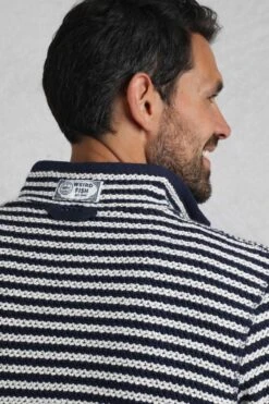 Shorling 1/4 Zip Striped Macaroni Sweatshirt Ecru -Everyday Luxe 118153