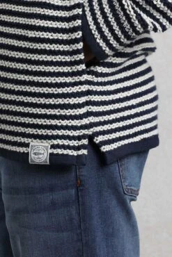 Shorling 1/4 Zip Striped Macaroni Sweatshirt Ecru -Everyday Luxe 118155