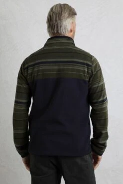 Gilbert 1/4 Zip Striped Microfleece Fir Green -Everyday Luxe 118843