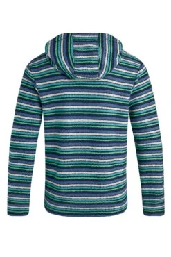 Payson Button Neck Striped Eco Macaroni Hoodie Ensign Blue -Everyday Luxe 118863