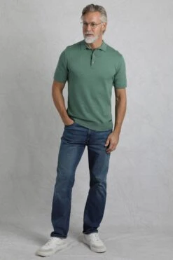 Quentin Short Sleeve Knitted Polo Ivy -Everyday Luxe 120352