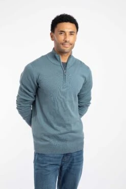 Baxter Fine Knit 1/4 Zip Jumper Blue Mirage