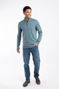 Baxter Fine Knit 1/4 Zip Jumper Blue Mirage -Everyday Luxe 120430