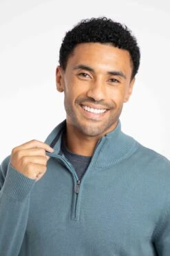 Baxter Fine Knit 1/4 Zip Jumper Blue Mirage -Everyday Luxe 120431