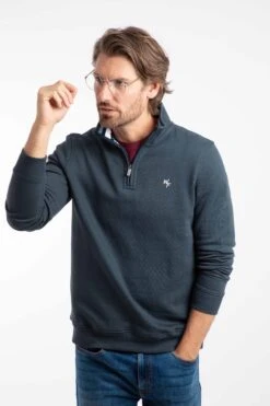 Archer Eco WF Branded 1/4 Zip Sweatshirt Navy