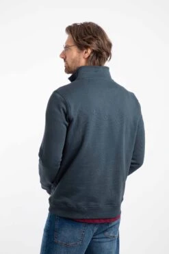 Archer Eco WF Branded 1/4 Zip Sweatshirt Navy -Everyday Luxe 121331